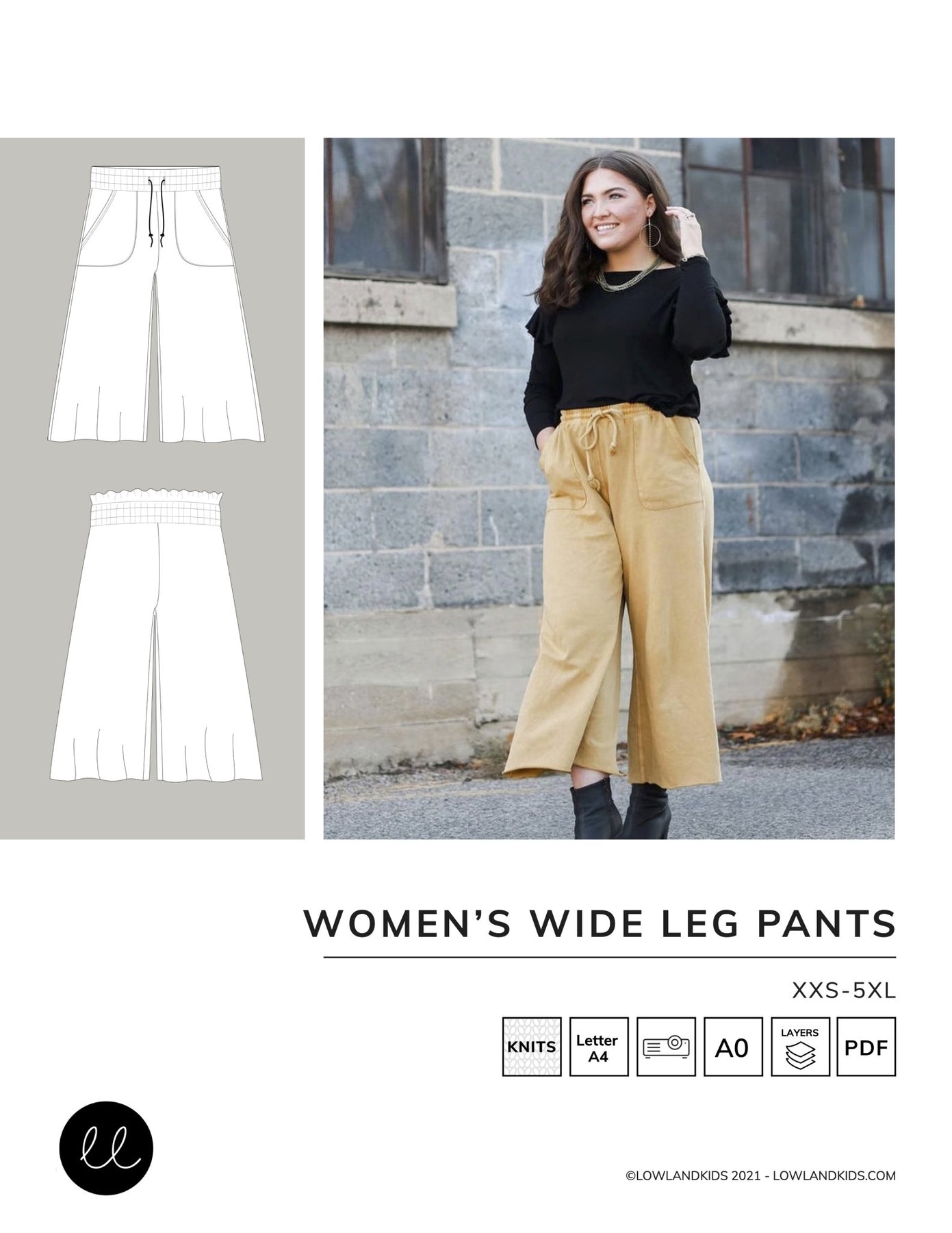 Buy 1XL-5XL Straight Leg Pants PDF Sewing Pattern Plus Size Women